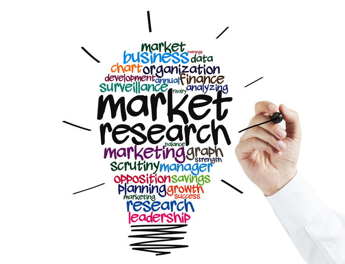 ideas for Market Research. Businessman thinking a business solution.